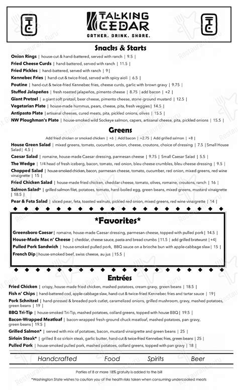 Menu – Talking Cedar.